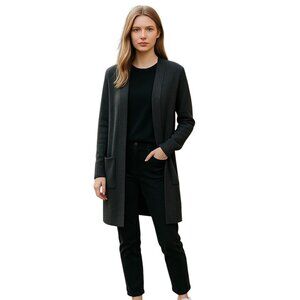 Athleta Extra Fine Merino Wool Long Open Cardigan Gray Size XXS Minimalist Fall